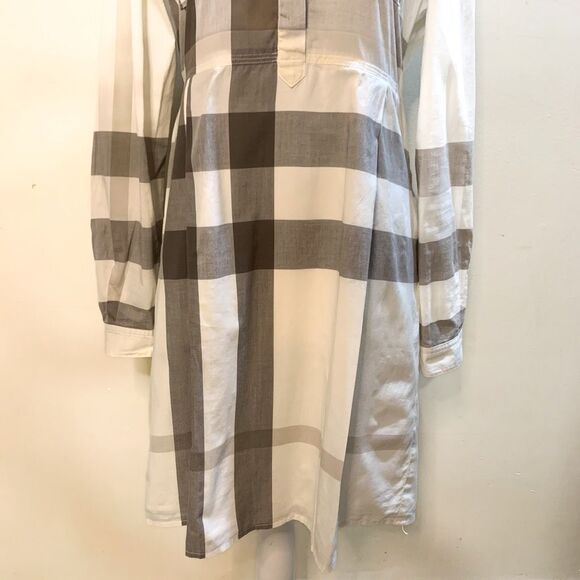 Burberry Brit Checkered Cotton Peggie Mini Pleated Dress Size 6 Long Sleeve - Picture 3 of 9
